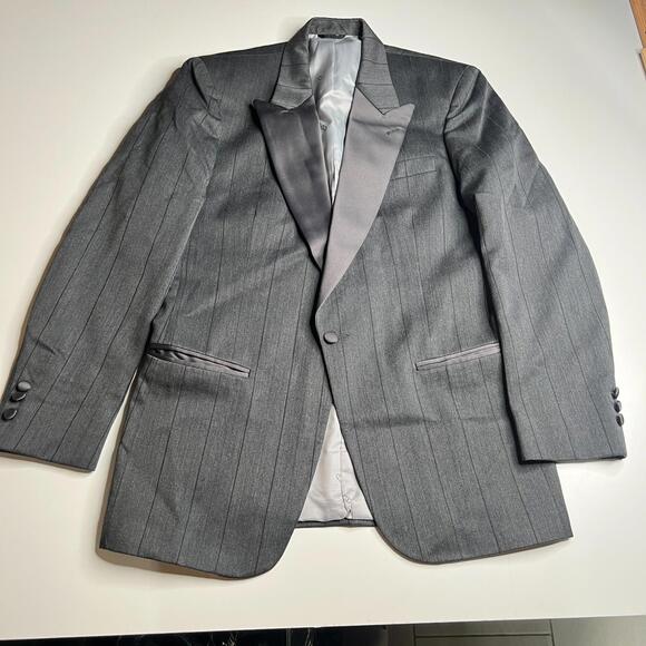 Other - Rare Vintage Dior Monsieur Blazer 39L‎ Gray Pinstripe Wool Satin Lapel Boston